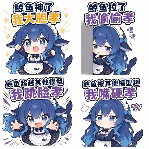 #035 DeepSeek娘『鲸鱼神了我大胆孝』粉丝四种孝法合集表情包