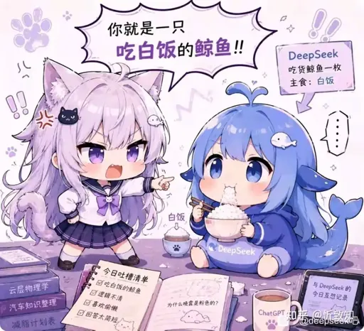 #052 DeepSeek娘『你就是一只吃白饭的鲸鱼』干饭摸鱼日常表情包
