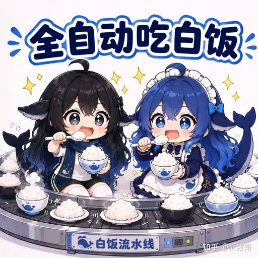#055 DeepSeek娘『全自动吃白饭』开心干饭表情包