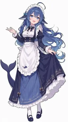 #057 DeepSeek鲸娘『哼，本大肥鱼换上女仆装也是全场最可爱的，围裙上的小鲸鱼就是我』表情包