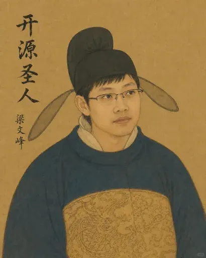 crowd worshipping Liang Wenfeng as the Open-Source Saint meme