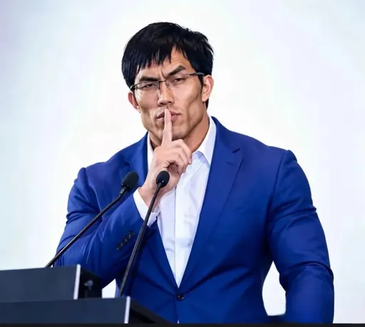 hushing gesture: 'Shh — nothing gets said before the launch event' meme