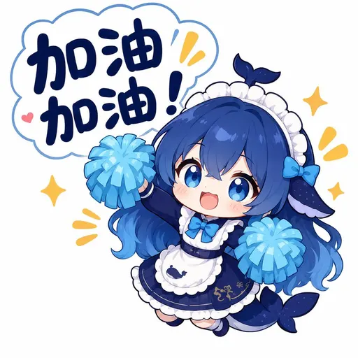 DeepSeek鲸娘『加油加油！』表情包