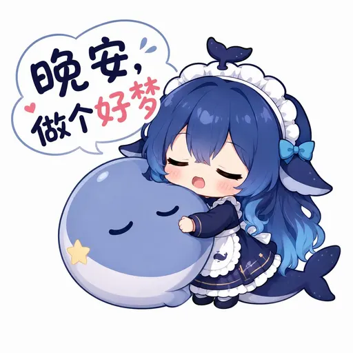 DeepSeek鲸娘『晚安，做个好梦』表情包
