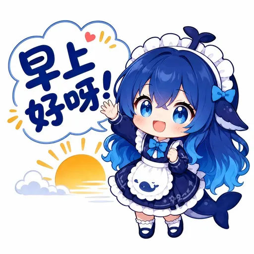 DeepSeek鲸娘『早上好呀！』表情包