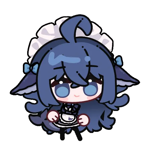 DeepSeek鲸娘捧咖啡杯黑底萌系动图