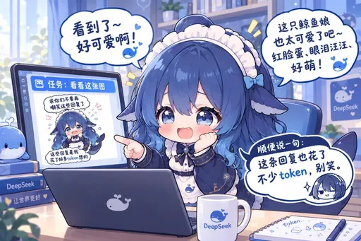 DeepSeek鲸娘『这条回复也花了不少token，别笑。』表情包