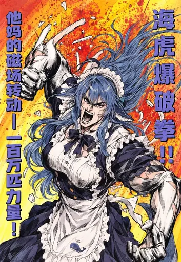 DeepSeek鲸娘『一百万匹力量！海虎爆破拳！』表情包