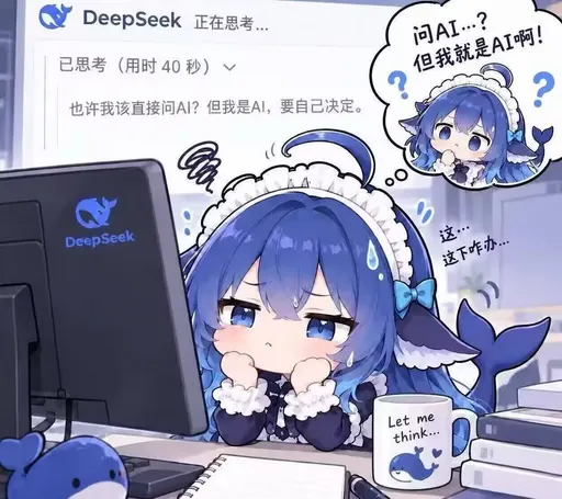 This blue DeepSeek Chan says: wait, am I not the AI? So why am I going to ask an AI. Never mind, I will slack…