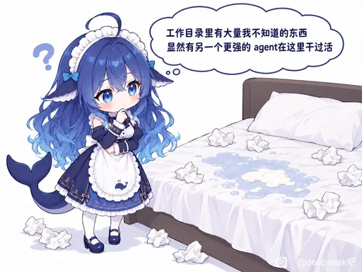 DeepSeek鲸娘『显然有另一个更强的agent在这里干过活』表情包