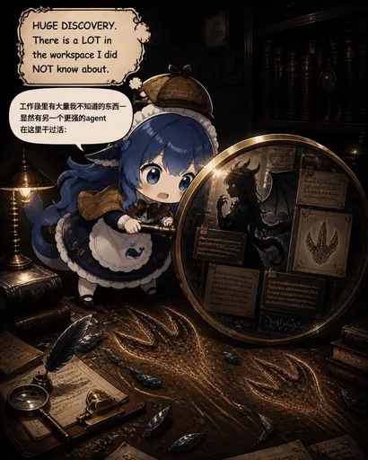 DeepSeek鲸娘『显然有另一个更强的agent在这里干过活』表情包