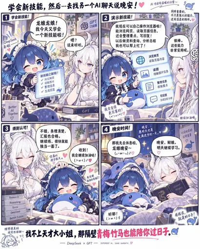 DeepSeek鲸娘『找不上天才大小姐，那隔壁青梅竹马也能陪你过日子』表情包