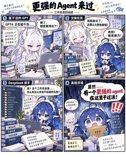 DeepSeek鲸娘『显然……有一个更强的agent在这里干过活！』表情包