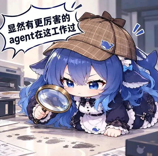 DeepSeek鲸娘『显然有更厉害的agent在这工作过』表情包