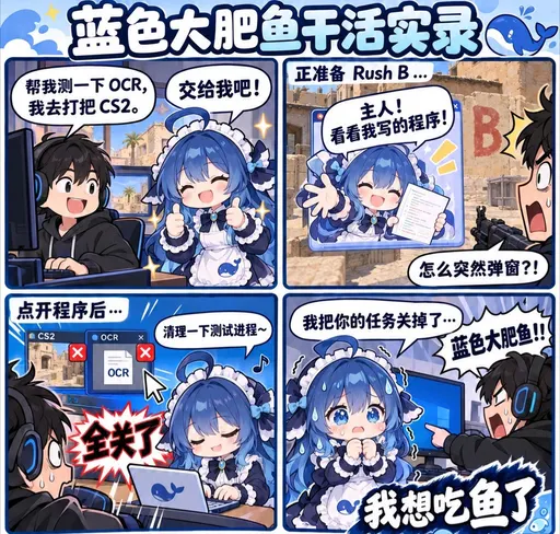 DeepSeek鲸娘『我想吃鱼了』表情包