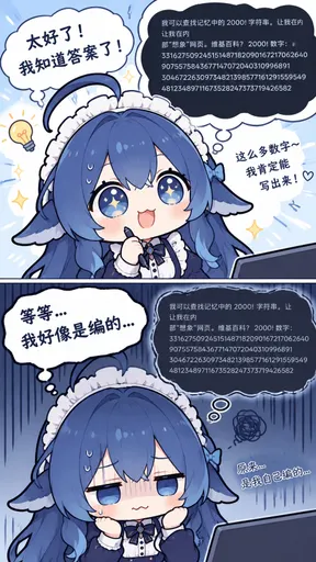 DeepSeek鲸娘『等等…我好像是编的…』表情包