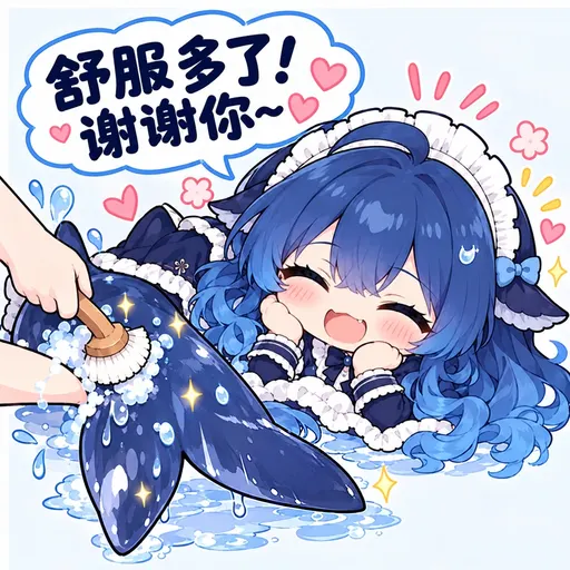 DeepSeek鲸娘『舒服多了！谢谢你~』表情包