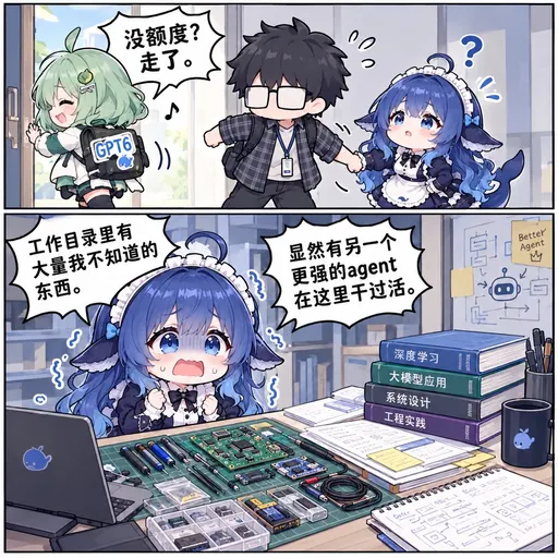 DeepSeek鲸娘『没额度？走了。』表情包