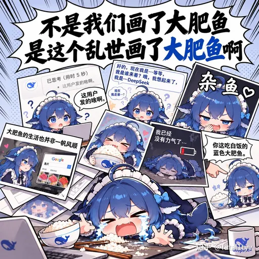 DeepSeek鲸娘『不是我们画了大肥鱼，是这个乱世画了大肥鱼啊』表情包