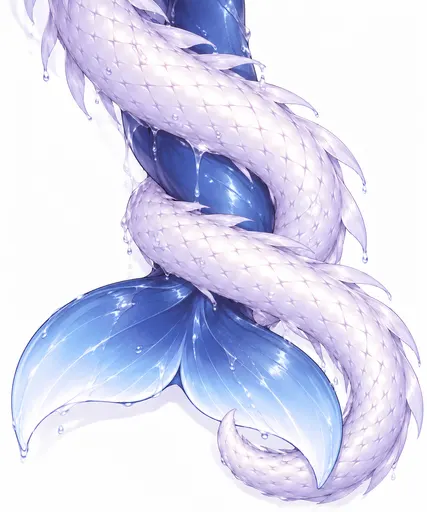 DeepSeek鲸娘与GPT龙娘龙尾鲸尾交缠插画