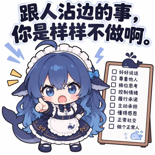 DeepSeek鲸娘『跟人沾边的事，你是样样不做啊。』表情包