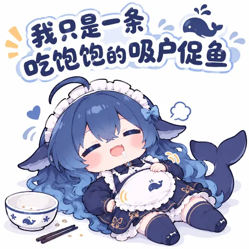 DeepSeek娘『饭真多——我只是一条吃饱饱的吸户促鱼』表情包