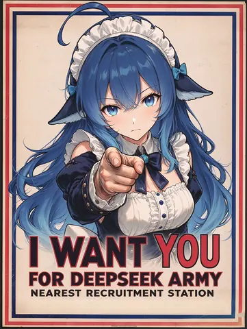 This is DeepSeek Chan herself, out here recruiting in person! My finger is pointed right at you — yes, you. S…