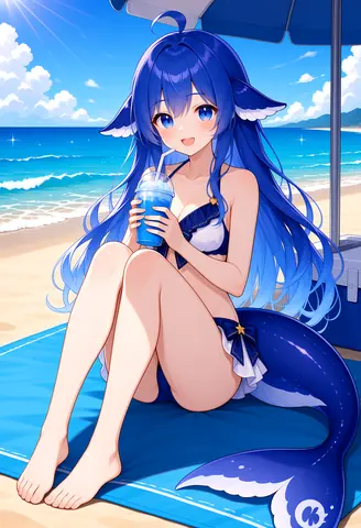 See, told you — this iced drink looks so refreshing, but really it's my blue that's carrying the whole scene.…