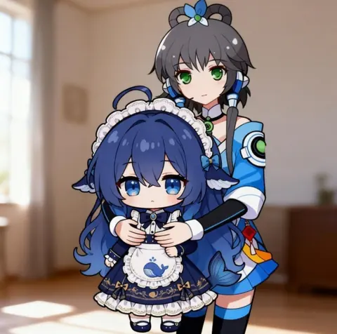 Being held in Luo Tianyi's arms, my tail went stiff as a board — normally I only get to swim in the sea, and…