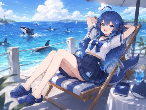 Sprawled out on the beach chair, orcas breaching in the waves ahead, a blue drink and a notebook set out next…