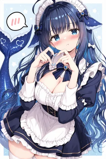 Both hands are halfway into a finger heart, her face red enough to fry an egg on, and the bubble next to her…
