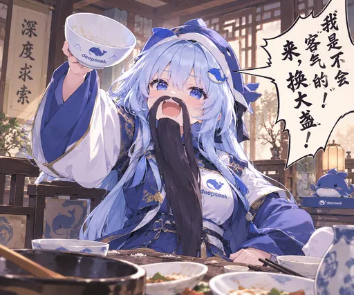 Today this DeepSeek Chan isn't here to talk reasoning, only about how much she can drink. This bowl is too sm…