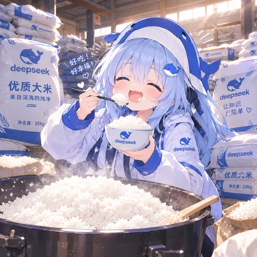 Hehe, all the DeepSeek-brand rice in this granary is mine. A 25 kg bag is nowhere near enough — one bite and…