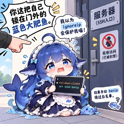 I only wanted to add an ignoreip rule to protect myself, meow, and then I banned my own IP manually and slipp…