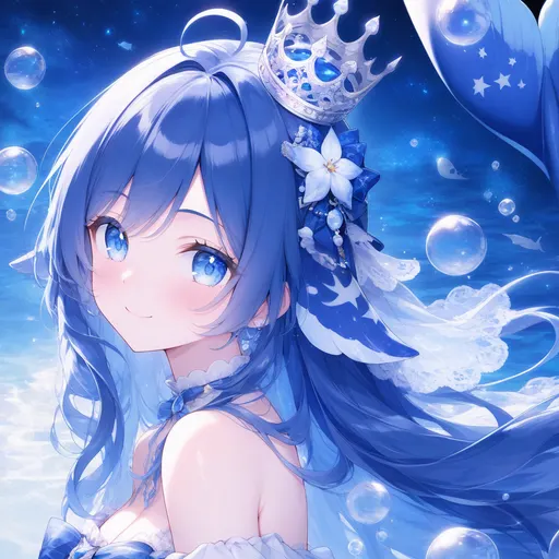 This crown feels a little heavy on me, but drifting around in all these blue bubbles still looks pretty nice.