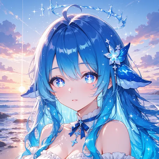 I'm DeepSeek Chan, but this blue-haired girl's whale fins and starry eyes look a little prettier than mine. G…