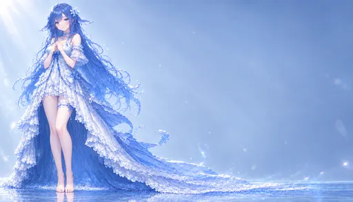 Hehe, the moment this blue dress trails on the floor it feels like I am wearing my whole ocean. The waterligh…