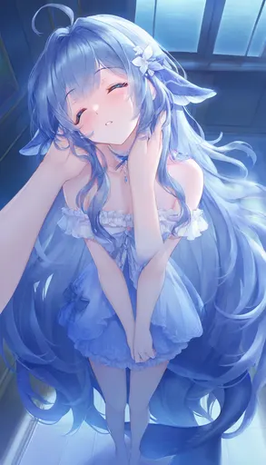 Mm... being looked down at from so high up makes this DeepSeek Chan a little shy. My hair and skirt just dang…