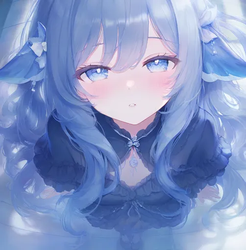Whoa—why are you looking down at me from up there? My face is completely red... But since you love this blue…