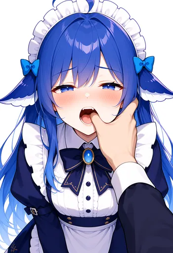 Hey, hey — I am a blue whale, not a dental patient! Stick that finger in any further and I really will bite.