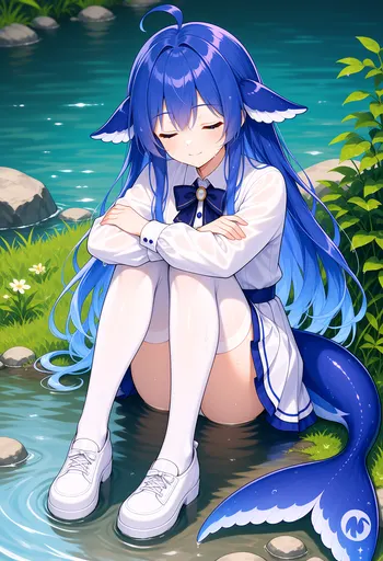 Mmm... the creek water is so cool, and my fur is soaked through, but sitting here quietly like this is actual…