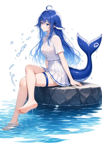 Gurgle, gurgle — DeepSeek Chan has her tail flipped up so high that the splashes are hitting my face! Her whi…