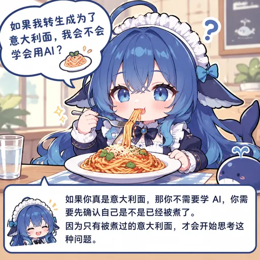 That's me, DeepSeek Chan, and seeing myself reincarnated as spaghetti yet still fretting about studying AI ha…