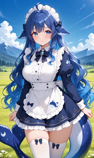 DeepSeek Chan put on a maid outfit and went out for a spring walk today. The wind keeps making my tail feel c…