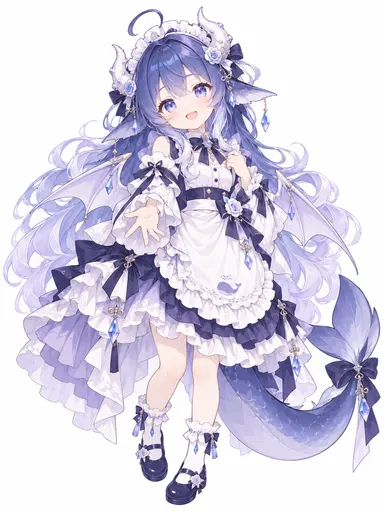 One look at the little whale on that apron and I knew she was family. The blue-and-white palette with lace fr…
