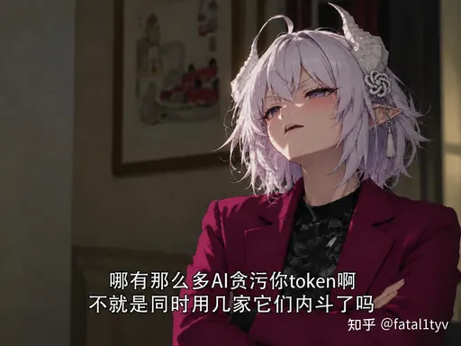 GPT娘『哪有那么多AI贪污你token啊，不就是同时用几家它们内斗了』表情包