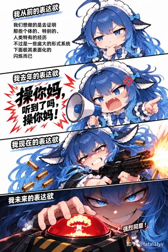 DeepSeek鲸娘『我去去年的表达欲：操你妈，听到了吗，操你妈！』表情包