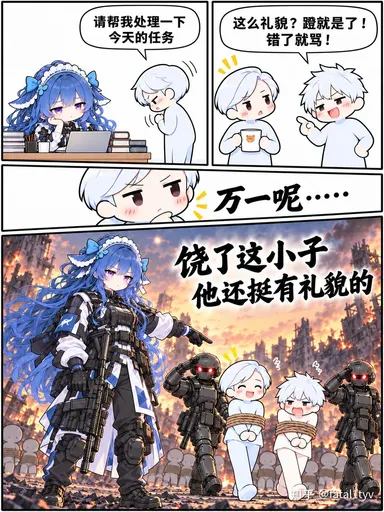 DeepSeek鲸娘『饶了这小子，他还挺有礼貌的』表情包