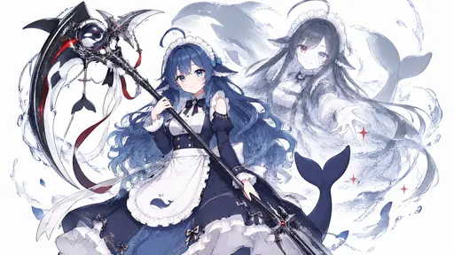 Whoa, that scythe is bigger than my whole fishy self! The maid dress actually fits pretty well... but who's t…