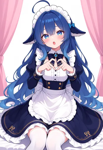 New maid dress, one heart, two hands — catch it before I tuck it back up my sleeves!